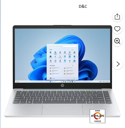HP 14 inch HD Windows Laptop AMD Athlon 7120 4GB RAM 128GB UFS Moonlight Blue