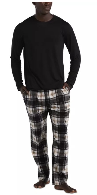 Men’s Shirt & Plaid Pajama Set