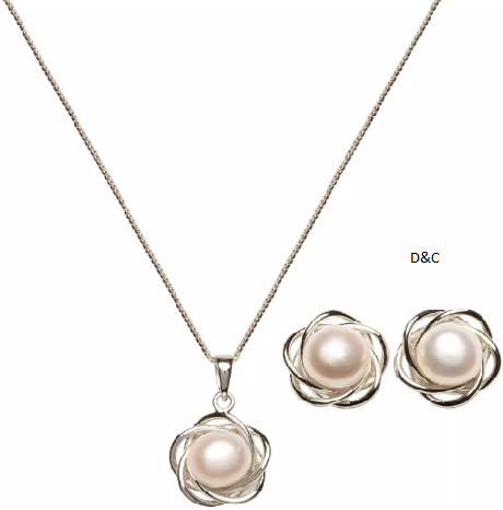 2-Pc. Set Cultured Freshwater Pearl (7mm) Flower Pendant Necklace & Matching Stud Earrings in 18k Gold-Plated Sterling Silver or Sterling Silver