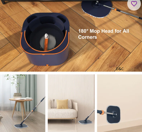 Mop Bucket with Wringer, Separate Dirty and Clean Water