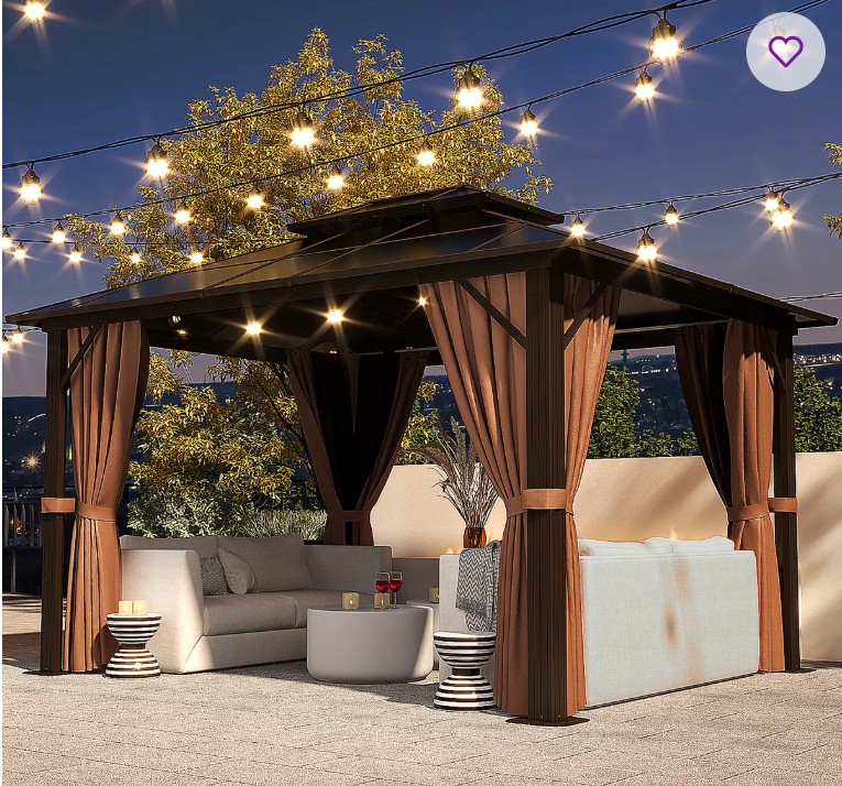 12 Ft. W x 10 Ft. D Aluminum Patio Hardtop Gazebo