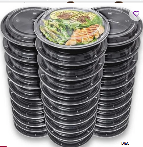 Dharam 32oz Black Meal Prep/ Bento Box Disposable Container with Clear Lid (Set of 150)