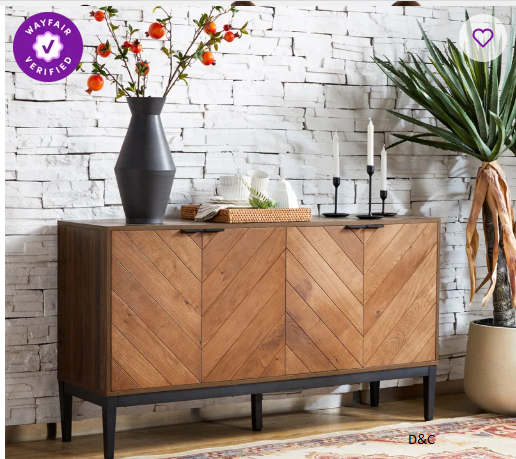 Whetsel Modern 55″ W Sideboard with 4 Swinging Door and Adjustable Shelves