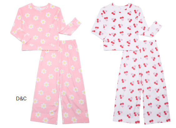 Bmagical Girls Velour Long Sleeve Top & Wide Leg Pant 2-Piece Sleep Set, Sizes 4-16