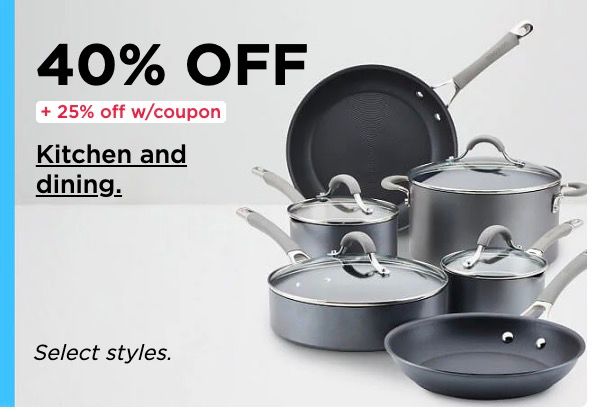 Kitchen and dining sale – 40% off + 20% off with coupon