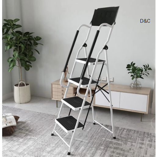 4 Step Stool Steel Folding Step Ladder with Handrail