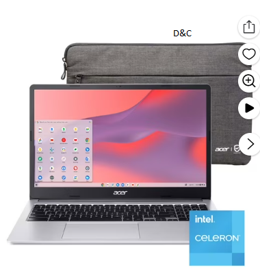 Acer Chromebook 315 15.6 inch Laptop Intel Processor N4500 4GB RAM 64GB eMMC Pure Silver, ChromeOS