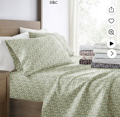 Delicate Blossoms Bed Sheets Set – Breathable and Ultra-Soft Floral Dream Eucalyptus for Twin Size Bedding by Comfort Canopy