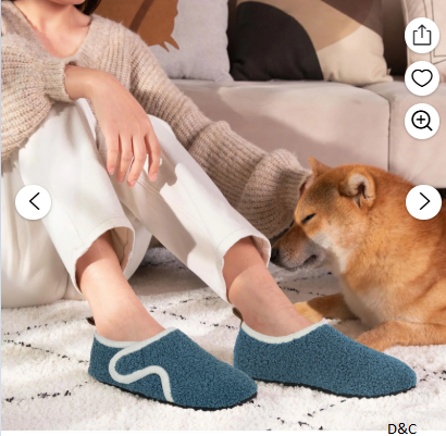 Ecetana Slippers for Women Fuzzy Slippers Warm Slip On House Sock Shoes with Hook Loop