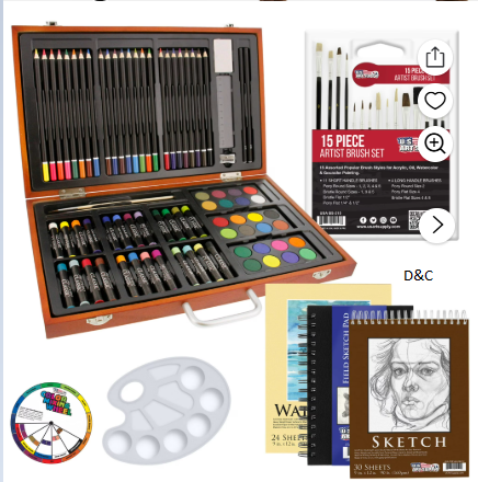 U.S. Art Supply 102-Piece Deluxe Art Creativity Set with Wooden Case – Artist Painting