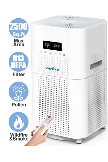 AIRFIRE HEPA Air Purifier for Large Rooms up to 2500 Sq.ft, Air Purifiers for Pet Dander&Odor, Dust, Pollen, Wildfire/Smoke, AP401, White