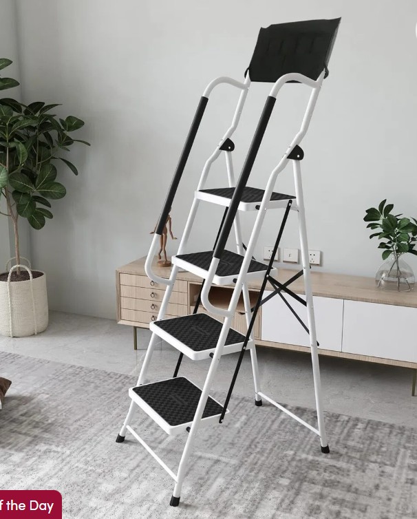 4 Step Stool Steel Folding Step Ladder with Handrail