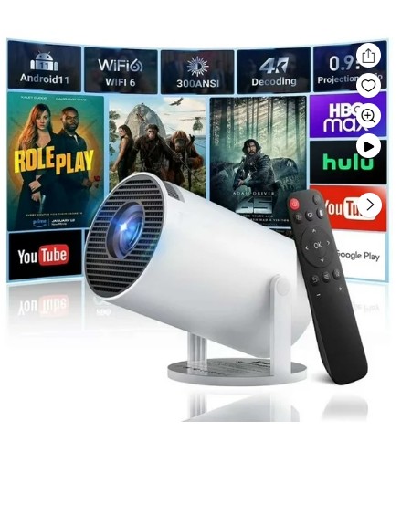 Mini Projector with WIFI 6 and Bluetooth,4K 1080P Portable Projectors 180° Rotatable 130” Screen Movie Projector Auto Keystone Compatible for Laptop,PC,Smartphone (White)