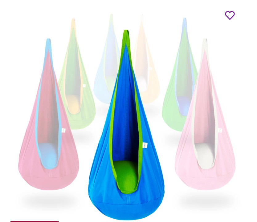 Kids Pod Swing Seat, Cotton Child Hammock-Style Swing Chair, Sensory Swing for Both Indoor and Outdoor Use, Blue