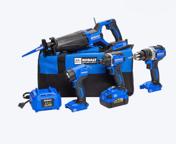 Kobalt 24-volt 4-Tool Brushless Power Tool Combo Kit with Soft Case (1-Battery Included and Charger Included)