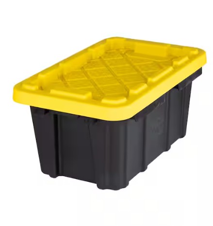 6.5-Qt Tough Storage Tote in Black with Yellow Lid