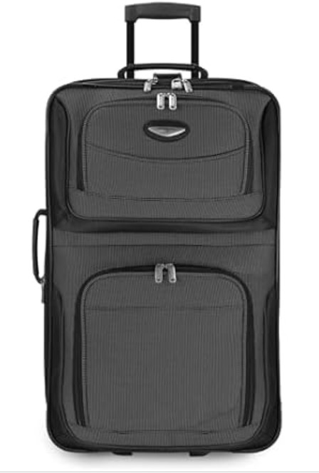Travel Select Amsterdam Expandable Rolling Softside Luggage, Gray, Checked-Medium 25-Inch
