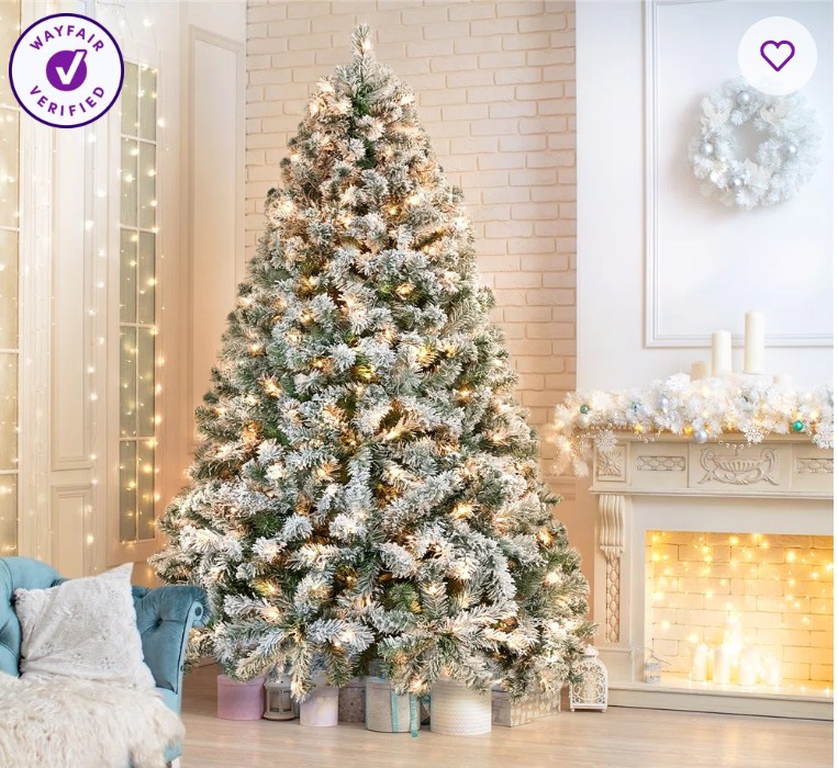 Ericka Pre-lit Flocked Artificial Christmas Tree