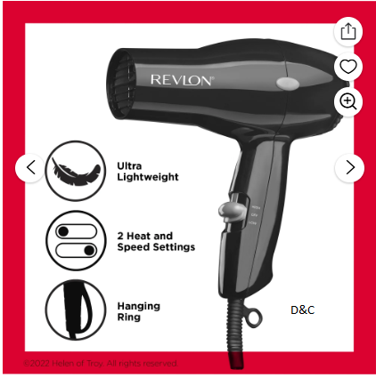 Revlon 1875W Compact Hair Dryer, Black