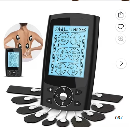 TENS Unit Muscle Stimulator – Rechargeable & Portable Dual Channel EMS Back Massager with 36 Modes & 10 Replacement Pads