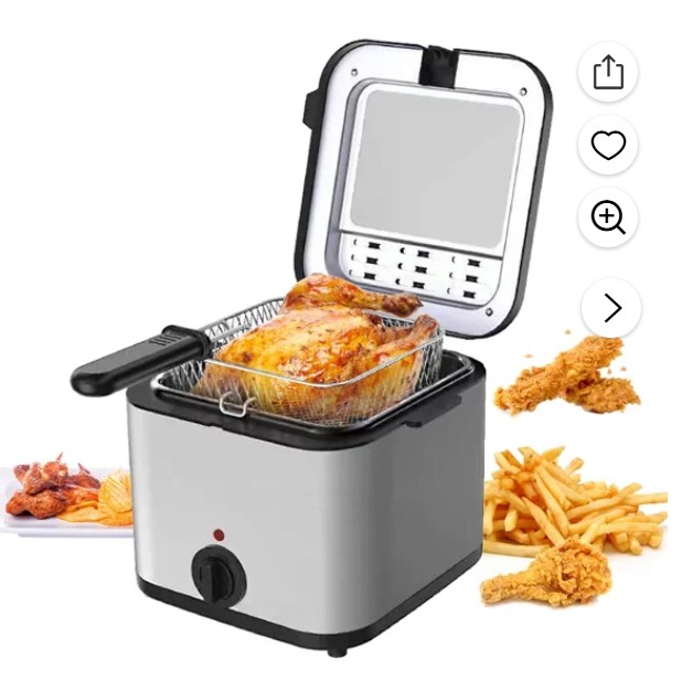 Aoresac Electric Deep Fryer Multiple Function Stainless Steel Electric Fryer Kebab French Fries Machine 1000W 2.5L (23 x 21 x 19cm)