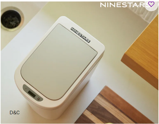 Ninestars Automatic Mothion Sensor ABS Slim Trash Can Combo set for Bathroom, 1.8Gal 7L each, 2 pack, White, DZT-7-2B