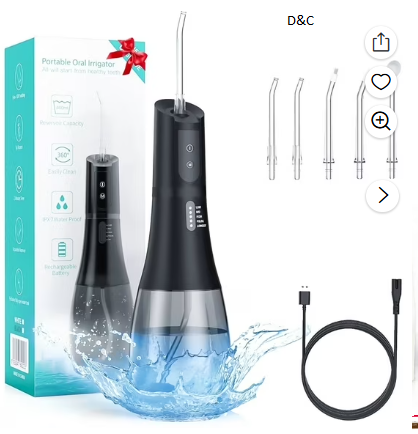 Water Flossers for Teeth – Cordless Water Dental Flosser Pick with 5 Modes 5 Jet Tips