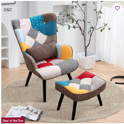 Kohlson Tufted Wingback Chair and Ottoman