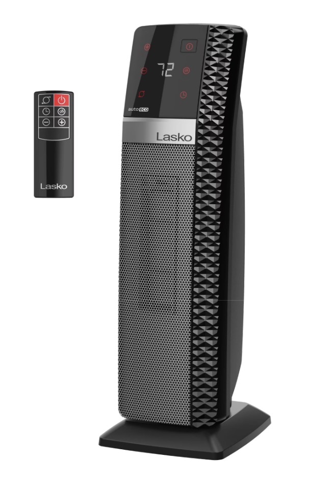 Lasko 22” Elite Collection Ceramic Tower Space Heater with Timer, Remote, CT22445, Black