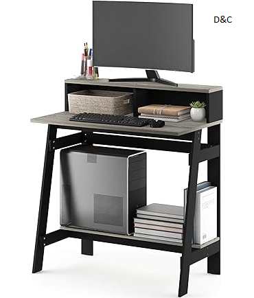 Furinno Simplistic A Frame Computer Desk, Black/French Oak Grey