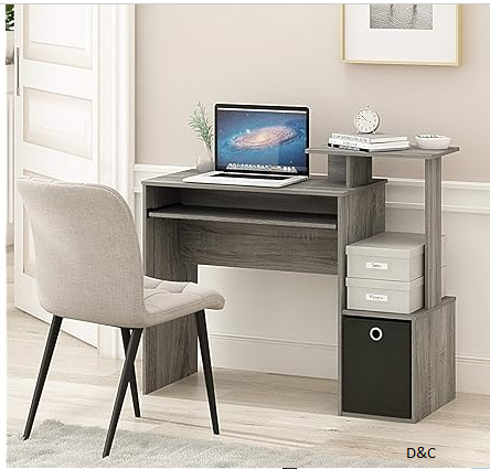 Furinno ECON Desk, Gaming Desk with Keyboard Tray, Computer Desk, Office Desk