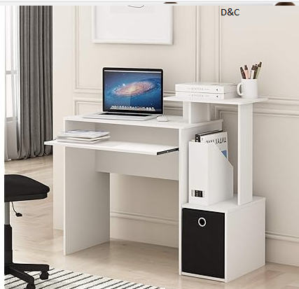 Furinno Econ Multipurpose Home Office Computer Writing Desk, White/Black