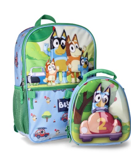 BBC Bluey Family Trip Kids 17″ Laptop Backpack 2-Piece Set with Lunch Bag, Multi-Color