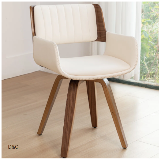 Swivel Home Office Chair – Upholstered Faux Leather Desk Chair, Ergonomic Executive Chair with Lumbar Support