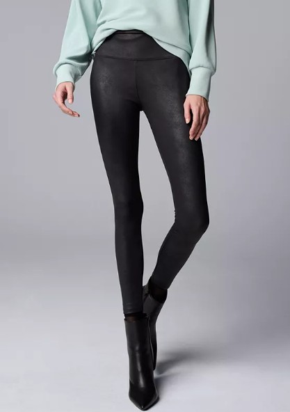 Women’s Simply Vera Vera Wang High-Rise Faux Leather Shaping Leggings