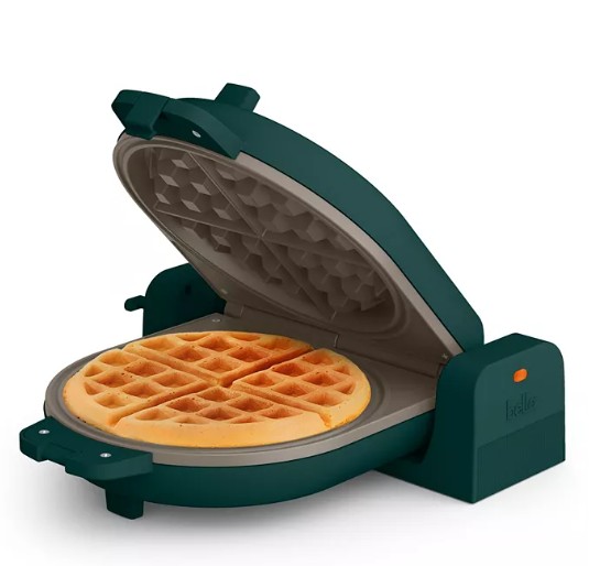 Flip-n-Store Ceramic Waffle Maker, Forest Green