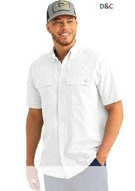 HUK Men’s Solid Fishing Button Down Shirt, M