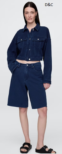 French Terry Icon Denim Crop Jacket