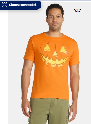 Halloween Men’s Pumpkin Jack O’ Lantern Smile Graphic Tee Shirt from Way to Celebrate, Sizes XS-3XL