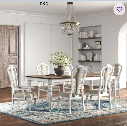 Curtis Rectangular Leg Table Set w/ 6 Upholstered Chairs & 1 Buffet