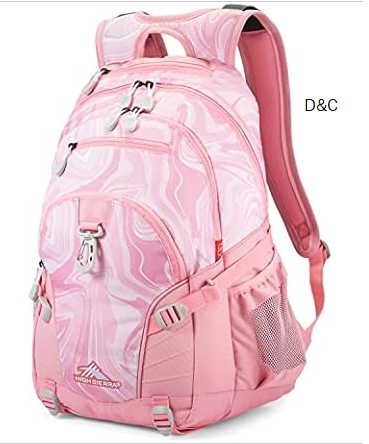 High Sierra Loop Backpack, Travel, or Work Bookbag with tablet sleeve, One Size, Pink Marble – Bubblegum Pink