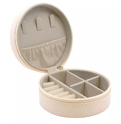 New View Gifts & Accessories Circular Jewelry Case with Multi-Compartment Design