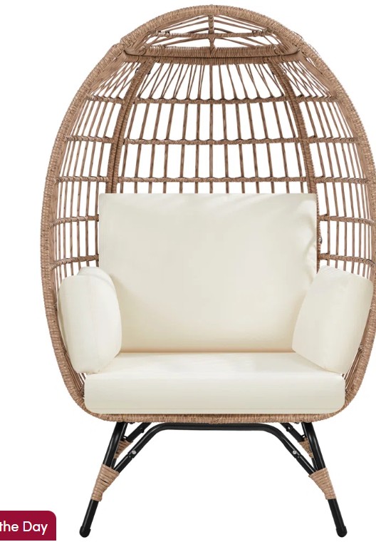 Cynthie HDPE Rattan Indoor& Outdoor Egg-shaped Lounge Chair with 4 Cushions