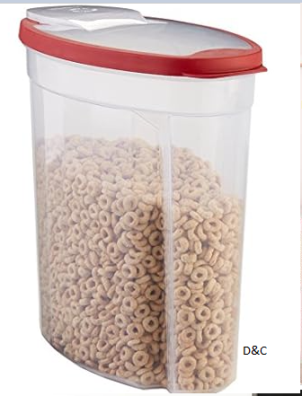Rubbermaid Flex and Seal Cereal Keeper, 1.5 Gallon, BPA-Free, Clear with Red Lid, Airtight