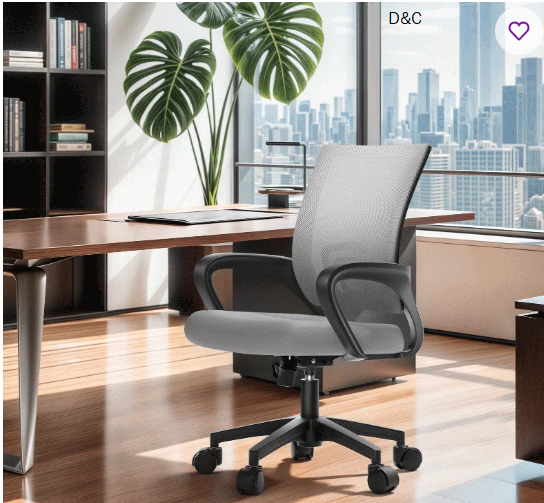 Ergonomic Swivel Home Office Task Chair Adjustable Lumbar Support, Height, and Tilt Function, Comfortable Design for All-Day Productivity