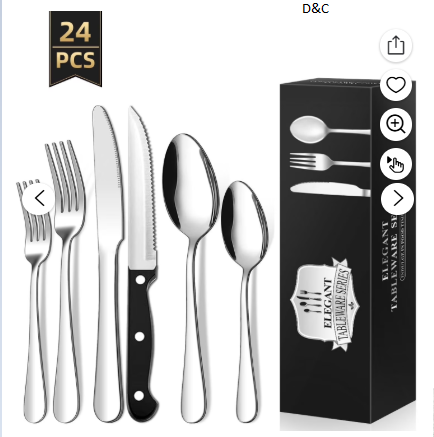 TINANA Silverware Sets, 24 PCS Flatware Set for 4