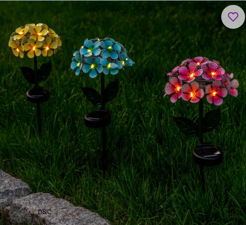 Solar Powered LED Metal Flower Garden Stake Light (Set of 2)