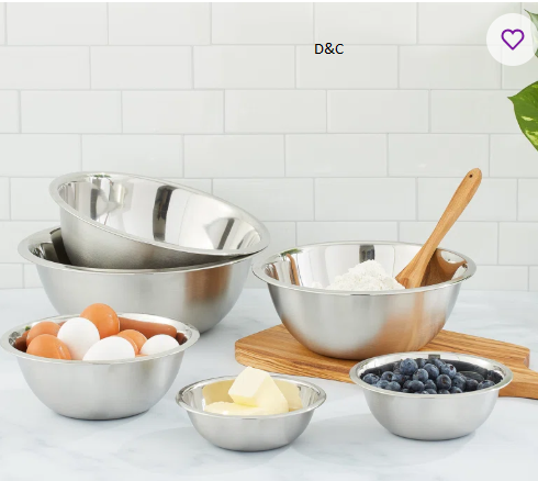 Stainless Steel Mixing Bowl – Silver – Set of 6