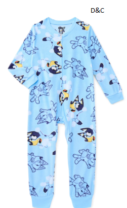 Bluey Kids Holiday Onesie Union Suit Pajamas, Sizes 4-12