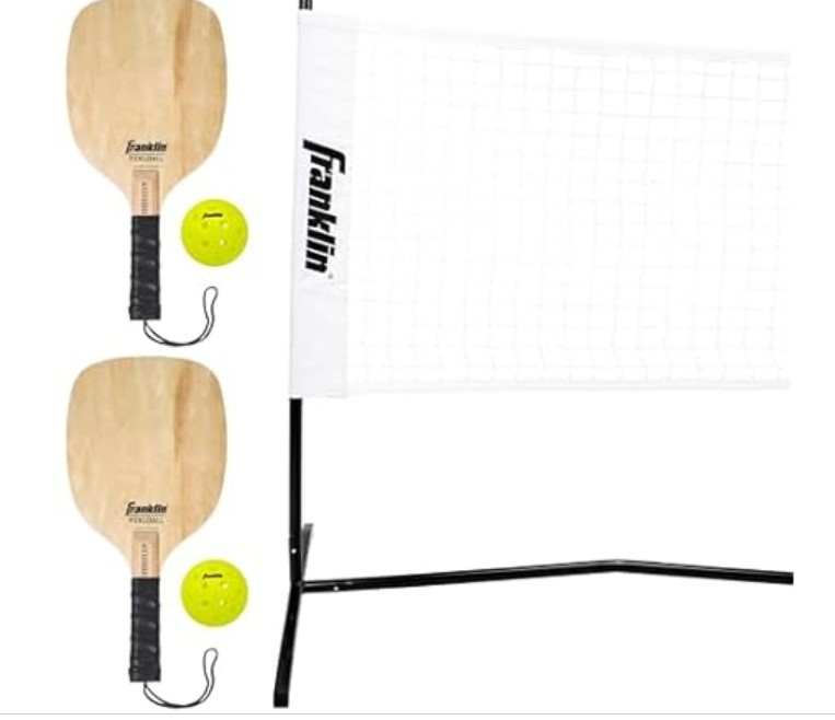 Franklin Sports Complete Half Court Size Pickleball Net Set – Includes 10ft Net, (2) Paddles, and (2) X-40 USA Pickleball Approved Balls
